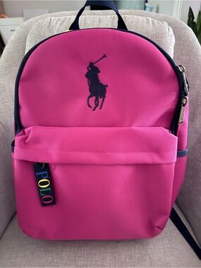 Polo by Ralph Lauren Pink Kids Backpack with Navy Logo